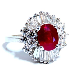 GIA Certified Burma Ruby 1.75ct Ballerina Cocktail Diamond ring 14kt