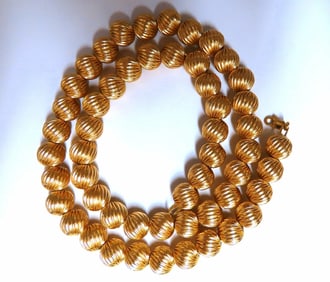 14kt Gold Bead Necklace 17.5 inch 9mm**