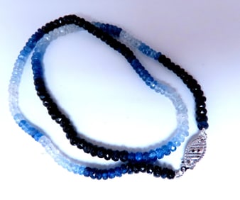 50ct Natural Fading Sapphire Beaded Necklace 14kt gold 12390**