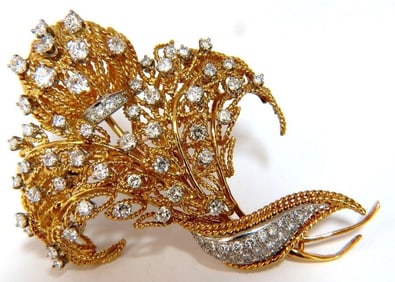 10ct natural diamonds neoclassical brooch 18kt gold platinum Ref 12316