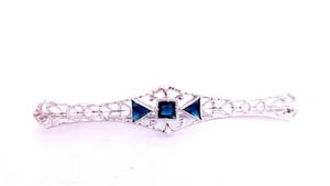 0.60ct Lab Sapphires Edwardian Revisit Deco Pin / Hair Clip 45411