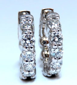 .83ct Natural Round Diamond hoop earrings 14kt 15mm single share prong +