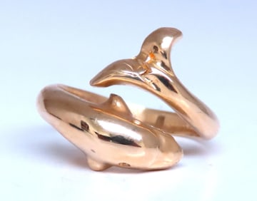 Dolphin Crossover Wrap Ring 14kt Gold 12546