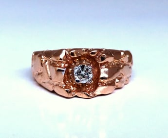 .20ct. mens natural round diamond solitaire ring 14kt gold H/Vs