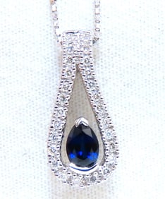 .40ct natural pear shaped sapphire diamonds drop pendant 14kt **