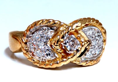 .20ct Natural Round Diamond Ring 14kt Bow Deco