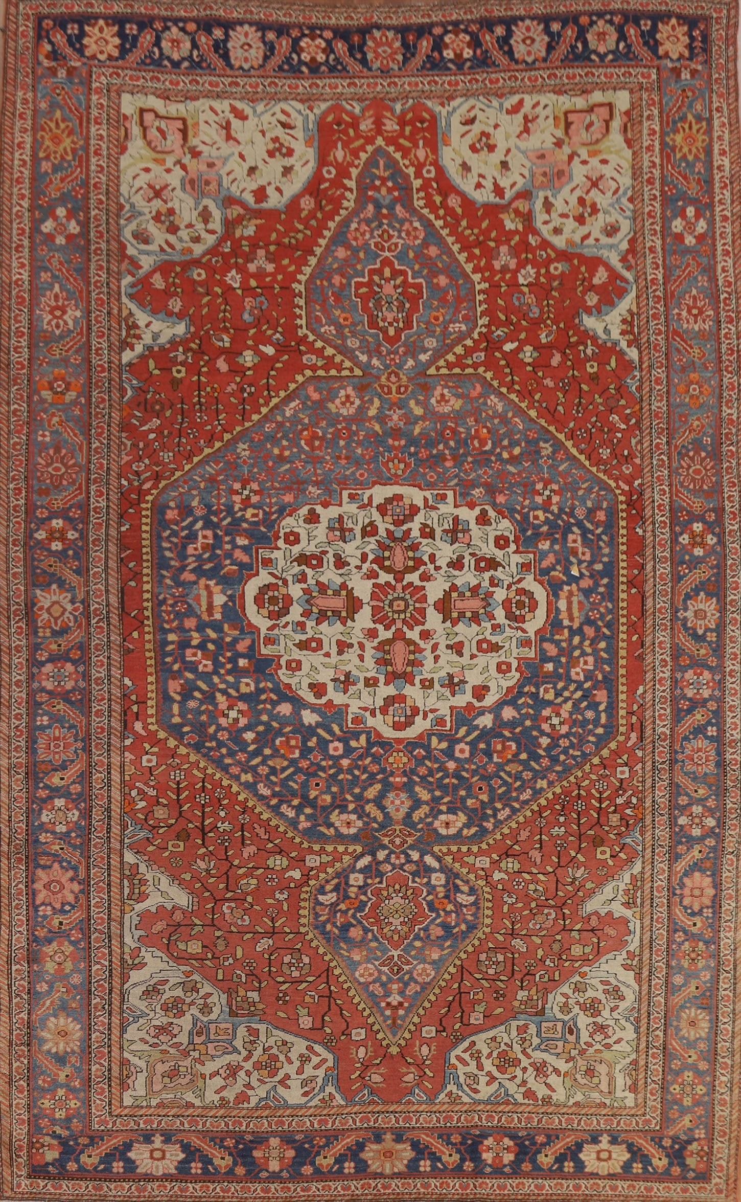 Pre-1900 Antique Vegetable Dye Sarouk Farahan Persian Rug 7x10: Title: Pre-1900 Antique Vegetable Dye Sarouk Farahan Persian Rug 7x10 Description:A Beautiful Genuine Iran ( Persia ) Sarouk (Farahan) rug is Hand Knotted by skillful weavers in Iran ( Pe