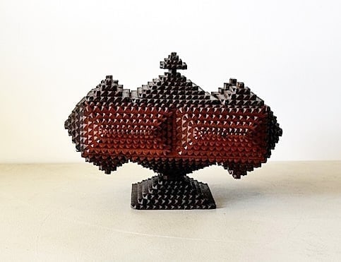 Tramp Art Pedestal Box with Finial Top (1 of 5)