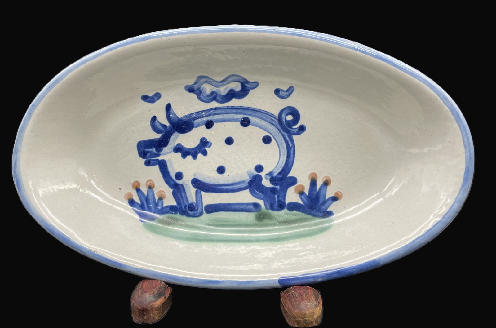 MA HADLEY POTTERY OVAL SERVING TRAY PIG (1 of 7)