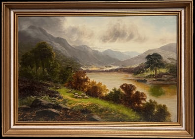 Frank Clark (British, 20th century); Antique British Signed Oil Painting Pastoral Highland Landscape