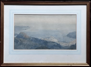 English School; Monte Carlo Harbour from La Turbie Panoramic Skyline Landscape Coastal View