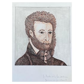 1950's French Modernist/ Cubist Painting, Bearded Man Portrait, 1950