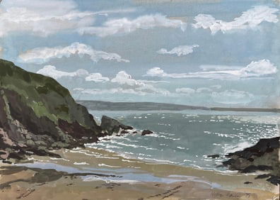 Anthony Herbert; Coastal View with Cliffs and Waves Nolton Haven Pembrokeshire Wales 1979, 1979