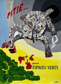 Guy Nicod; La Ville Ce Monstre Dévorant Urban Monster Poster Design French Modernist