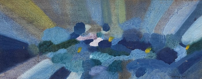 French School; 1970's French Abstract Signed & Dated Rays of Light Sunshine, 1970's