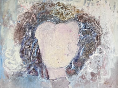 Gilbert Pelissier; Grey Abstract Portrait of a Head with No Features French 20th Century Painting,