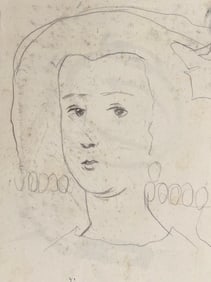 Robert Ladou; Pencil Sketch of A Chic Fashionable Lady Original French Artwork, 20th Century