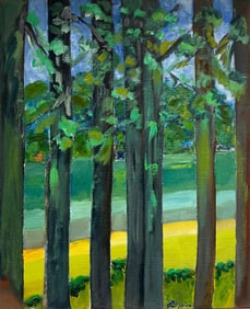 Gilbert Pelissier; French 20th Century Lush Forest View with Vibrant Colors Impressionist Oil, 1979