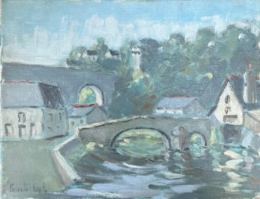 Fanch Lel; Gentle View of Pont Aven Bridge Brittany France Landscape Oil Painting