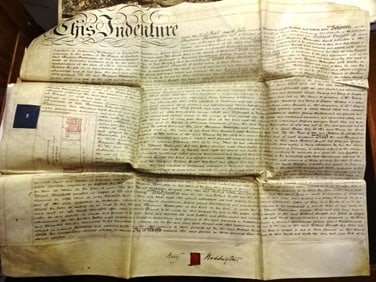 1829 Large Manuscript Vellum Indenture Plat Seals