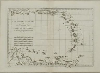 1787 Bonne Map of Much of the Caribbean -- Les Petites Antilles ou les Isles du Vent, avec celles de
