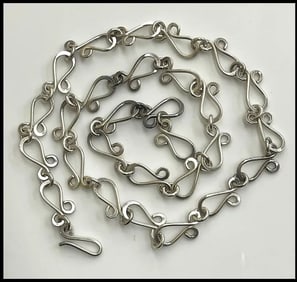 Heavy Vintage MEXICO Sterling Silver Fancy Barbed Wire Necklace