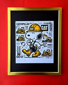 AIDAN FLUX | Hand Signed Print Framed Edition of 69 COA SNOOPY CATERPILLAR WORK
