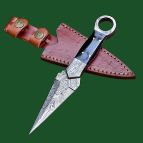 Damascus Steel Hand Forged Knife Kunai Boot Dagger