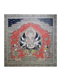 A Divine Trio: Unveiling the Majesty of Lord Jagannath  This exquisite Pattachitra painting captures