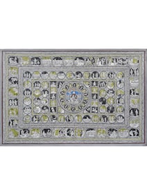 A Glimpse into the Divine Play: Krishna Leela  This exquisite Pattachitra painting unfolds the