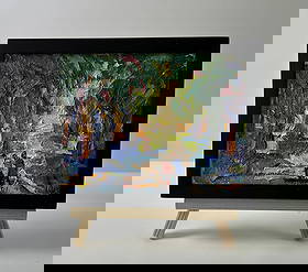 Oil painting Walk in the park Oleksiy Ivanyuk: NoAAA5627 The Oil painting Canvas titled ?Walk in the park? immerses the viewer into a vivid, impressionistic scene where human presence and natural beauty merge in a poetic and deeply emotional compo