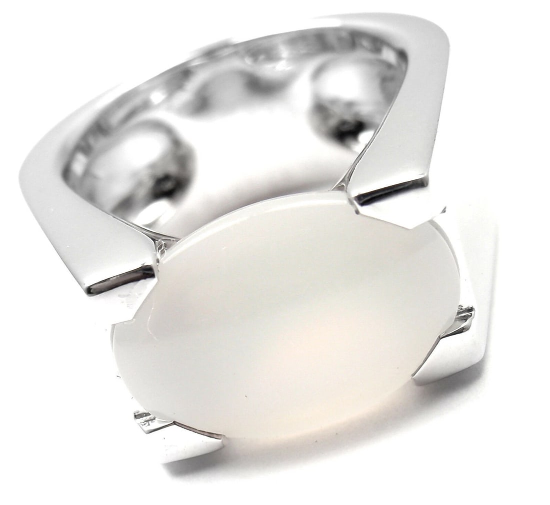 Authentic! Cartier 18k White Gold Moonstone Large Ring Size 50 US 5 1/4: Authentic! Cartier 18k White Gold Moonstone Large Ring Size 50 US 5 1/4 About This Piece: About Cartier: The company has a long and distinguished history of serving royalty, as well as stars and celeb