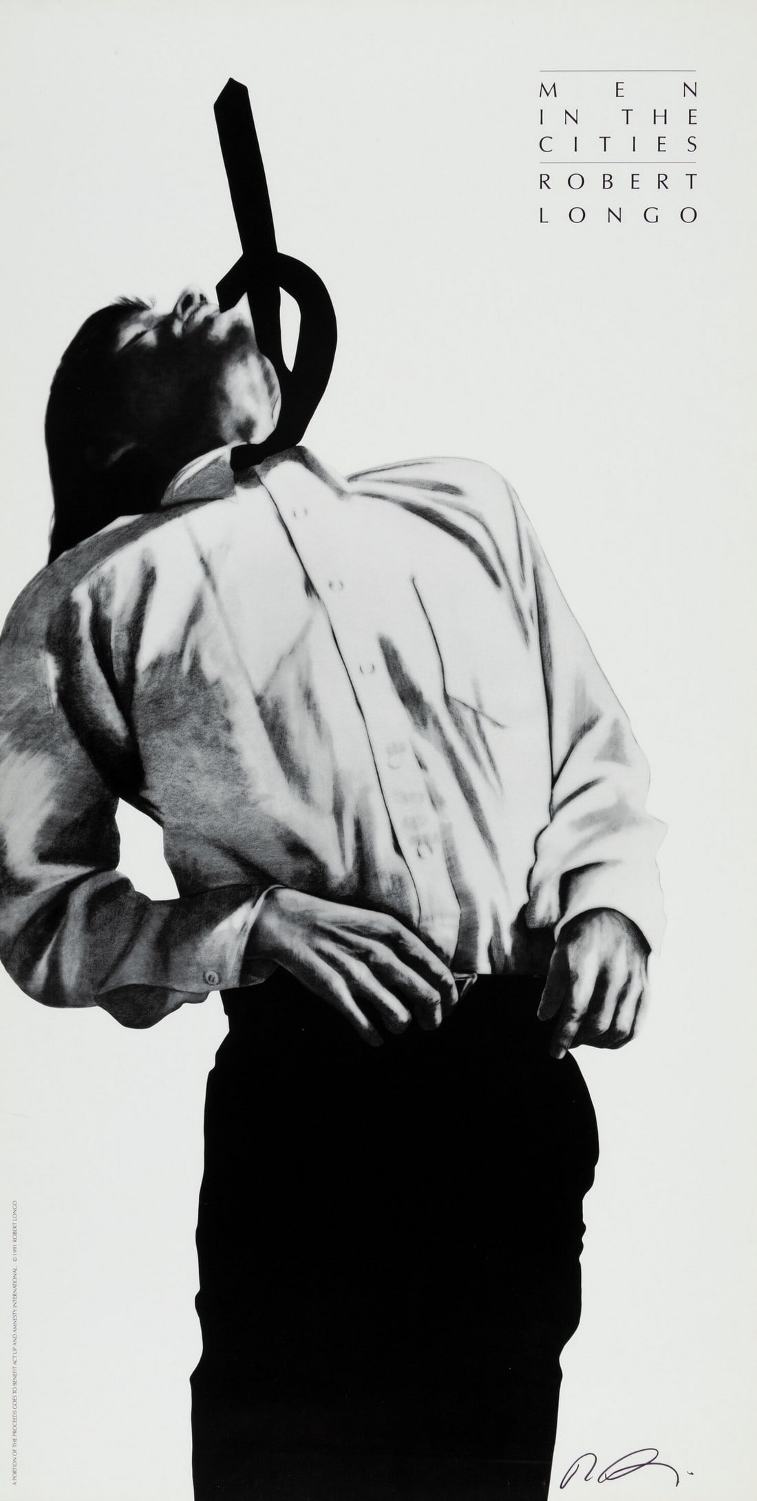 ROBERT LONGO MEN IN THE CITIES PRINT: Robert Longo Men in the Cities Poster Print measuring at 20.25x39.5 inches Reserve: $60.00 Shipping: Domestic: Flat-rate of $35.00 to anywhere within the contiguous U.S. International: Foreign shippin