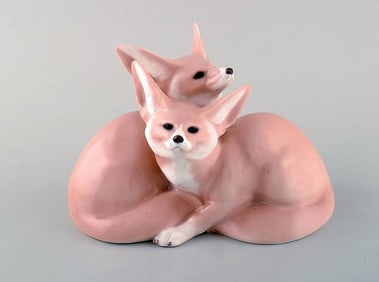 Royal Copenhagen No. 319 - Modelled by Christian Thomsen in 1901. Pair of Desert Foxes.