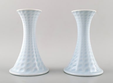 Royal Copenhagen porcelain pair of candlesticks.