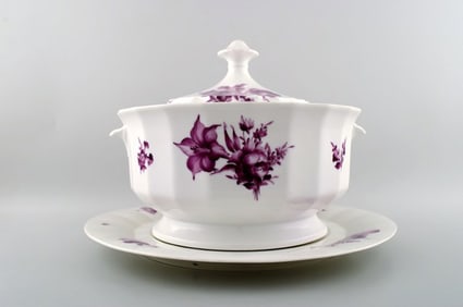 Royal Copenhagen large Purpur soup tureen with dish.