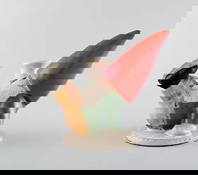 Rare Lisa Larson candlestick for Gustavsberg. Santa on skates. Glazed stoneware. 1995.: Rare Lisa Larson candlestick for Gustavsberg. Santa on skates. Glazed stoneware. 1995. In good condition. Measures: 13.5 x 11.5 cm. Signed. Reserve: $210.00 Shipping: Domestic: Shipping rates are det