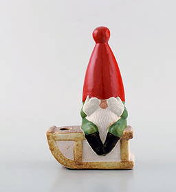 Lisa Larson for Gustavsberg. Candlestick. Elf in glazed stoneware. Dated 1995.: Lisa Larson for Gustavsberg. Candlestick. Elf in glazed stoneware. Dated 1995. In very good condition. Signed and dated. Measures: 16 x 10 cm. Reserve: $165.00 Shipping: Domestic: Shipping rates are