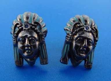 TRIBAL M.C.L. American Indian Sterling Silver & Turquoise Earrings