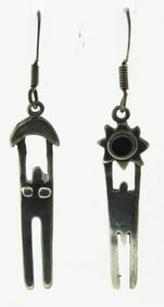 SACRED Silver Aztec Earrings Circa 1930s!