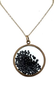 10K Rose Gold Black Diamond Round Shaker Pendant 10K White Gold Clasp