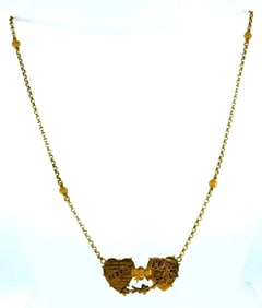 9k Yellow Gold Mizpah Pendant Chain Necklace