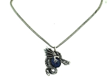 ITALIAN SILVER 925 DRAGON PENDANT ON A CHAIN C.1980 VINTAGE NECKLACE