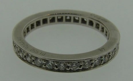 CLASSIC Cartier Platinum & Diamond Band with Original Box