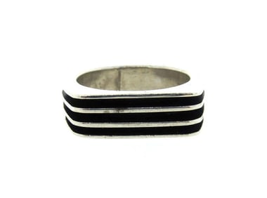 STYLISH MEXICO 925 STERLING SILVER RING WITH ENAMEL STAMPED