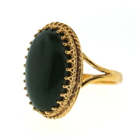 LOVELY 14k Yellow Gold & Jade Ring Circa 1950!
