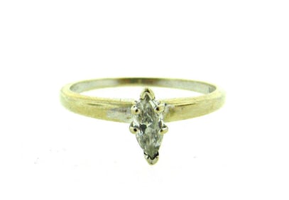 MARQUISE ENGAGEMENT SINGLE STONE RING 14K WHITE GOLD STAMPED JTC