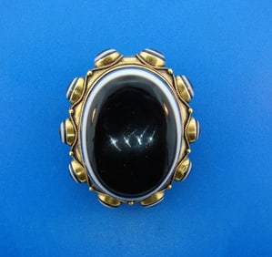 UNIQUE Victorian 14k Yellow Gold & Agate Pendant Circa 1900s