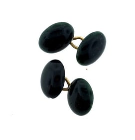 VINTAGE C.1960 JADE 14K YELLOW GOLD CUFFLINKS