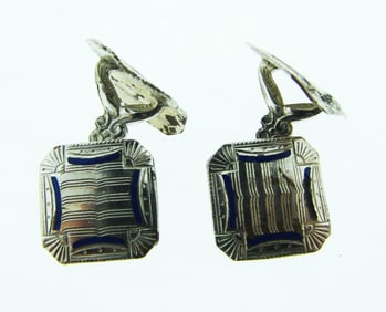 TIMELESS Silver & Enamel Cufflinks Circa 1900s!